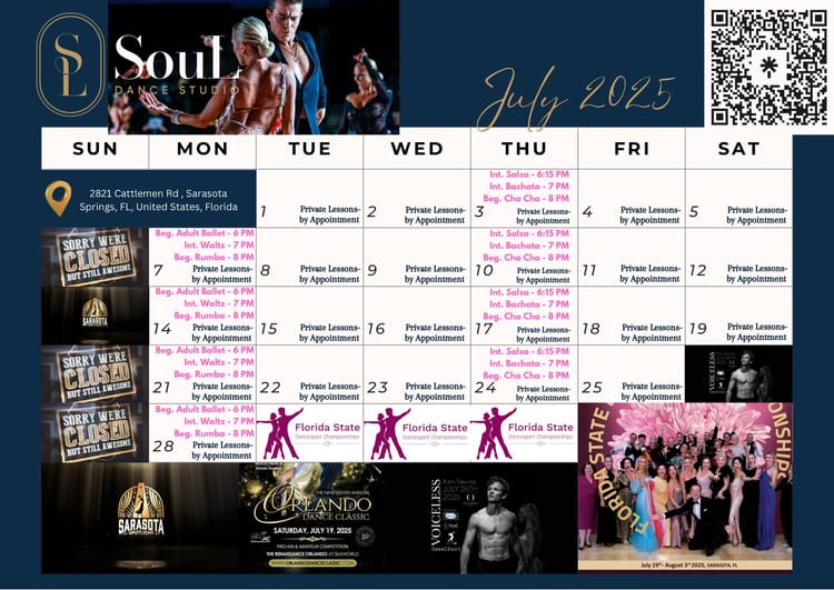 ππ July 2025 SouL Dance Studio Group Class and Event Calendar ππ